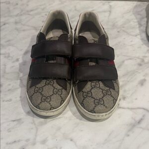 Gucci Kids Beige and Black Velcro Sneakers